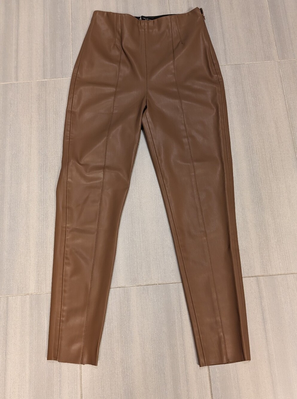 Zara Faux Leather High-Waist Pants in Camel Size M